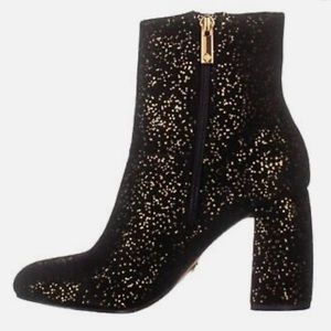 Nanette Lepore black and gold sparkle booties